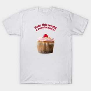 Vanilla cupcake with pink frosting and cherry on top T-Shirt